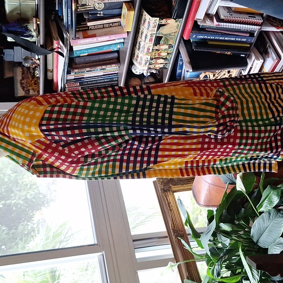 Primary colors thick cotton plaid Norblack Norwhite oversize shirt dress Sz S-M - Picture 4 of 5